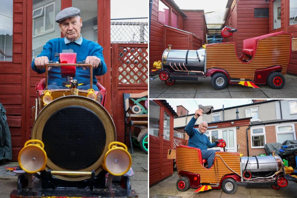 Great-grandfather builds the Chitty Chitty Bang Bang mobility scooter